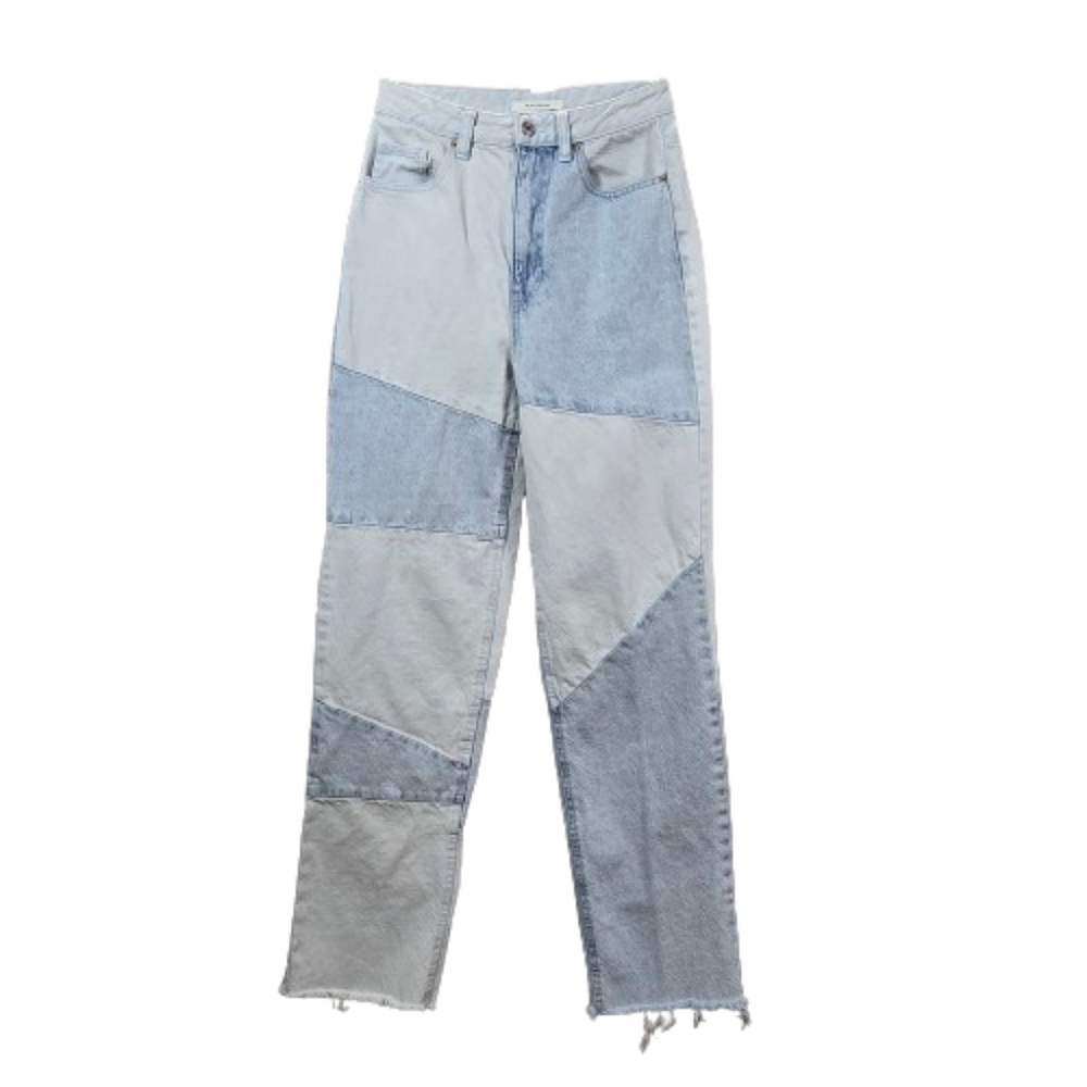PacSun 90s Boyfriend, Colorblock, Frayed Hem Jeans, Size 26